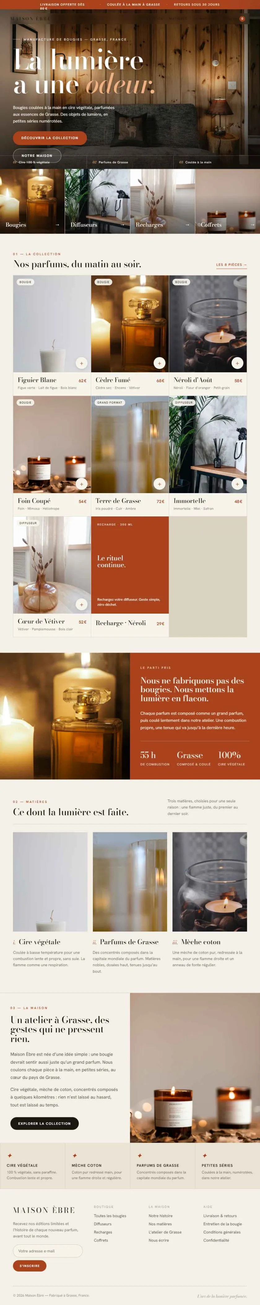 Maison Èbre — aperçu du site e-commerce réel